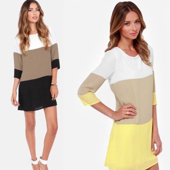 Classic tricolor 1/2 sleeve mini dress - Picture 4 of 7